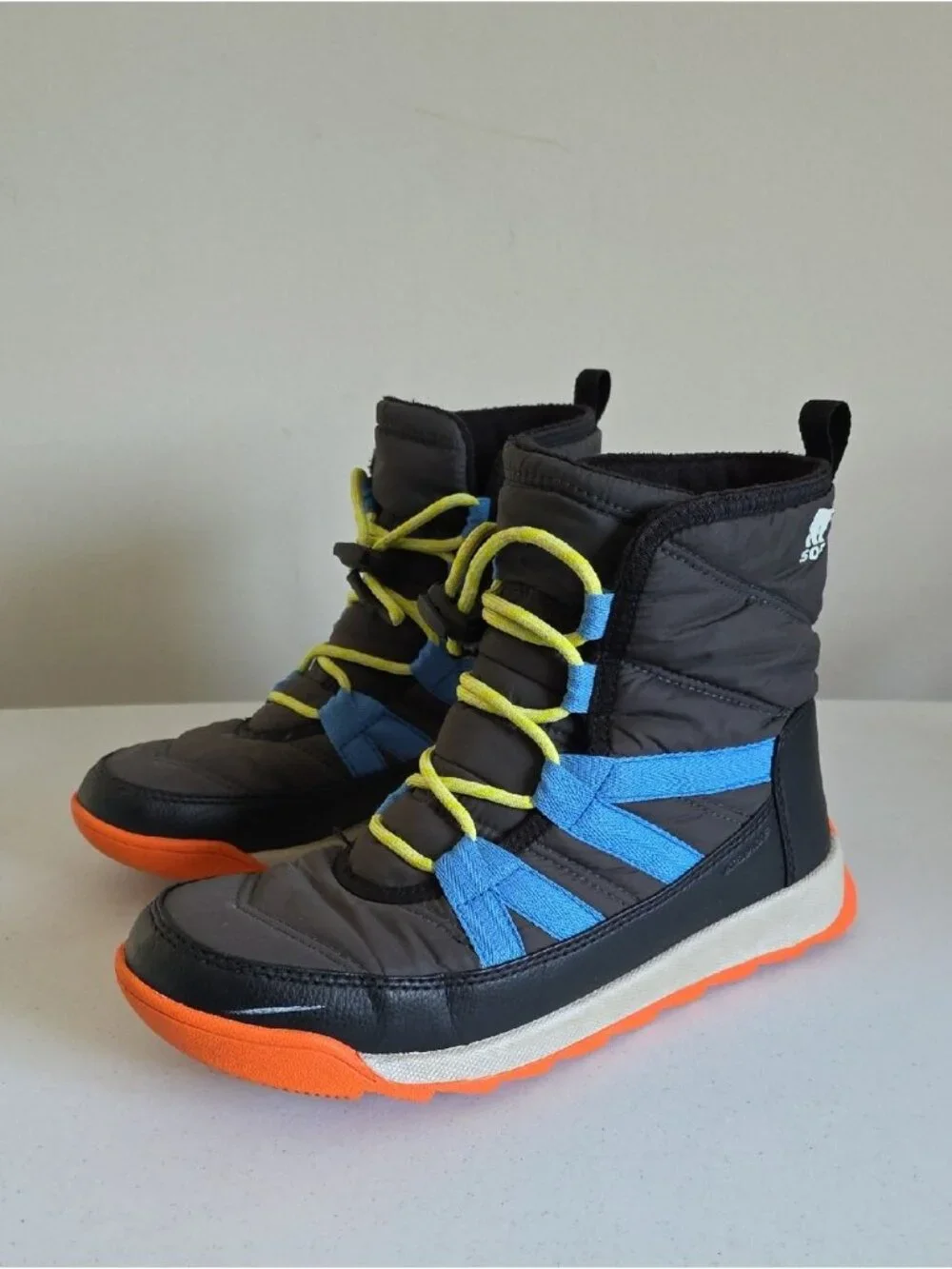 SOREL Whitney II Plus Waterproof Lace Boots charcoal grey color  blue Sz 5 - Picture 2 of 8